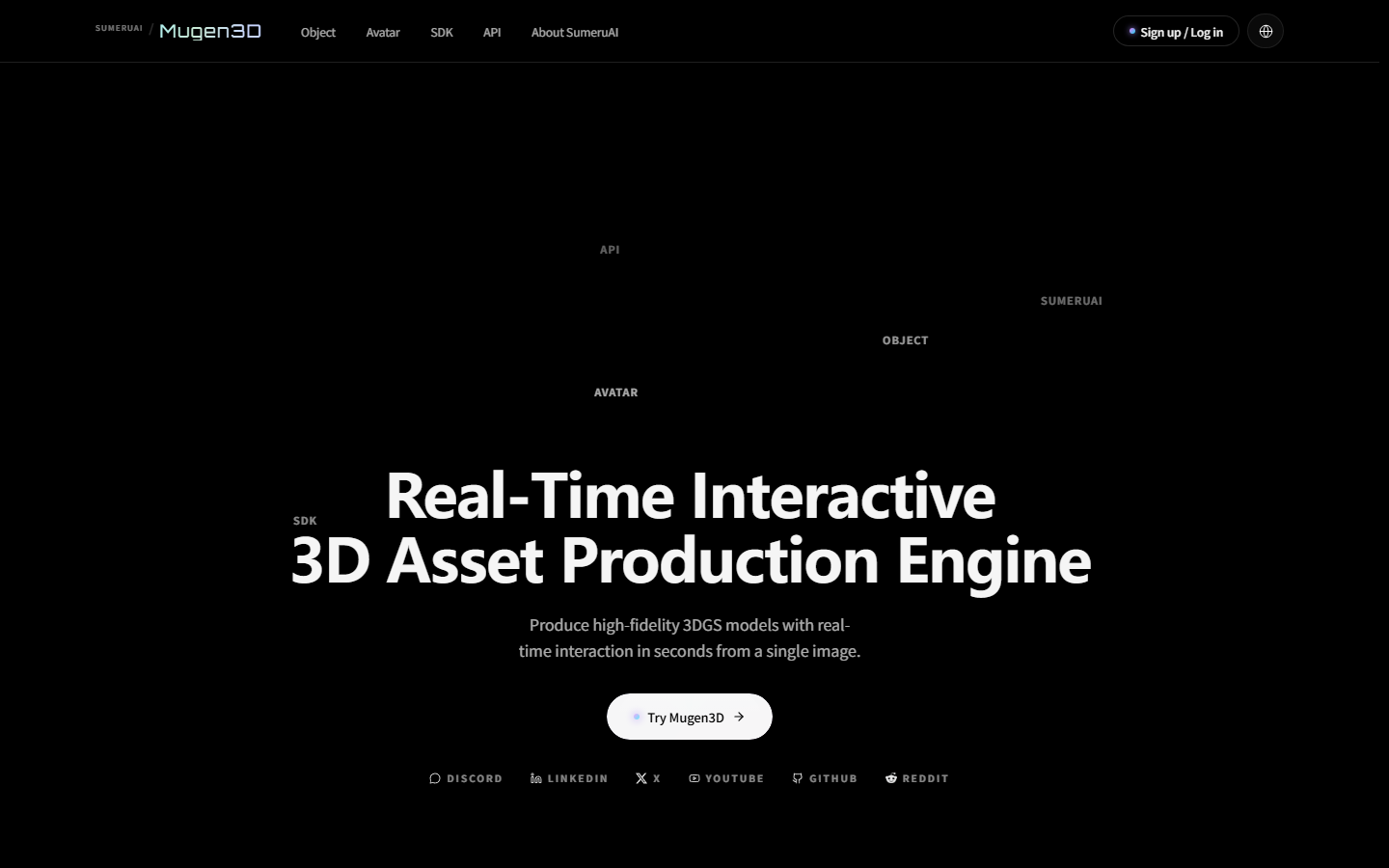Top right on any page. Sign up / Log in sits at the end of the nav.