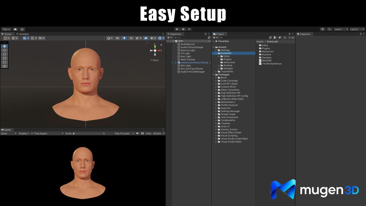 Unity: AudioToFace setup on an existing character.