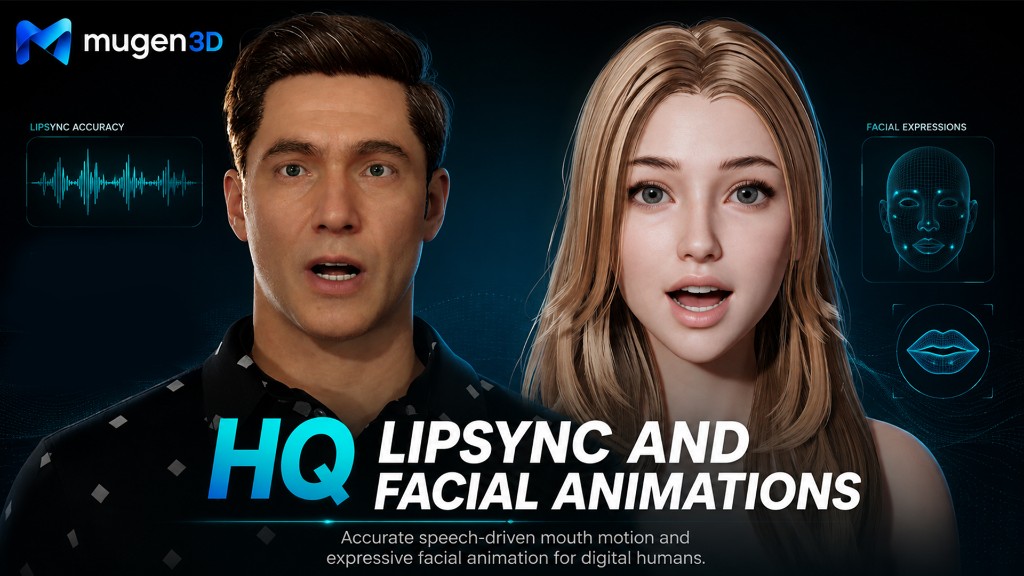 HQ lipsync and facial animations for digital humans.